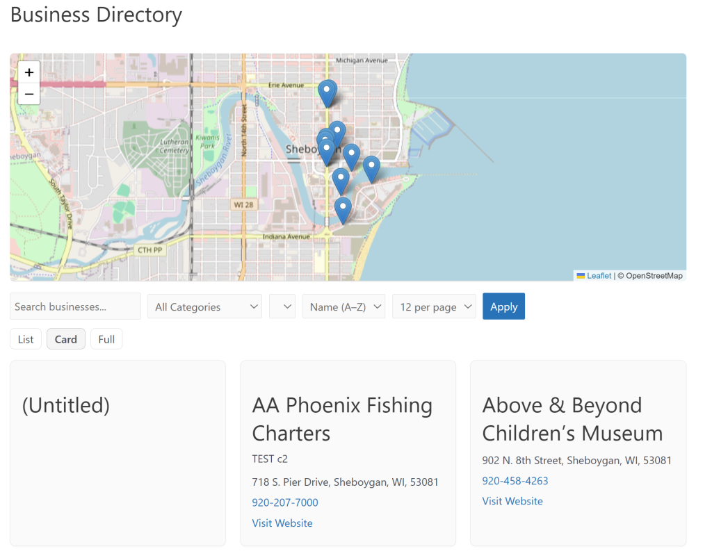 Business Directory Screenshot